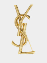 Saint Laurent Cassandre Snake Brooch in Aged Brass