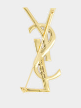 Saint Laurent Cassandre Snake Brooch in Aged Brass