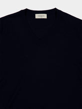 Piacenza 1733 Navy Virgin Wool V-Neck Jumper
