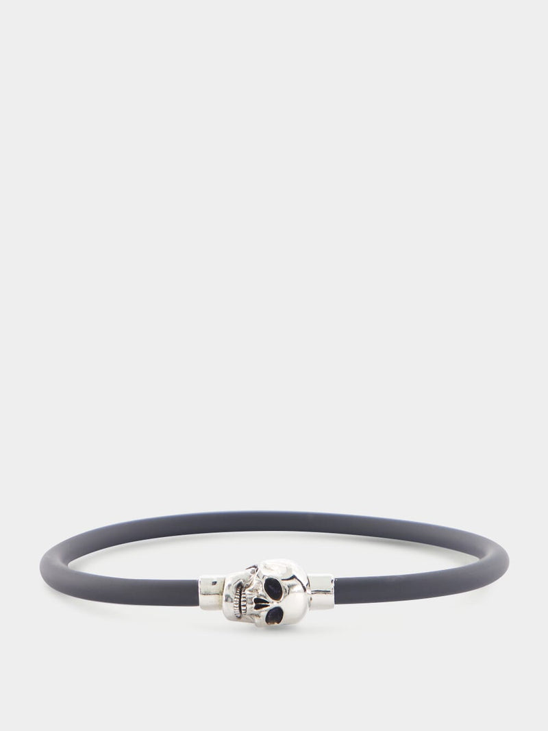 Rubber cord Skull Bracelet in Black