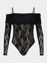 Zimmermann Black Rebellion Draped Lace Bodysuit
