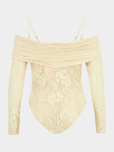 Zimmermann Cream Rebellion Draped Lace Bodysuit