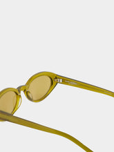 Saint Laurent Green Brown Oval Sunglasses in Recycled Acetate