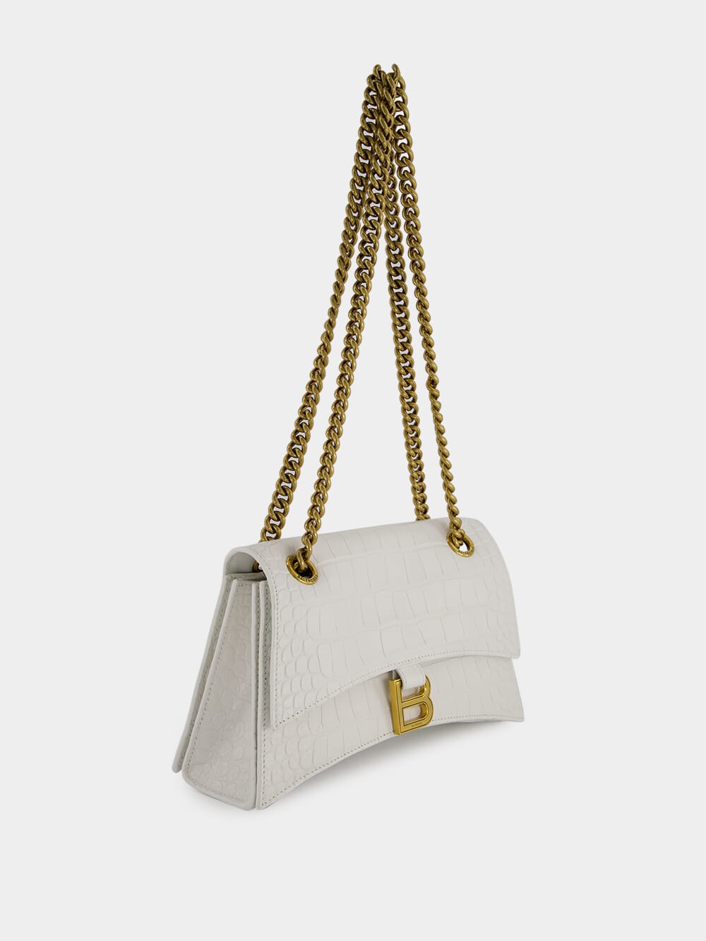 Crush Small Embossed Chain White Bag