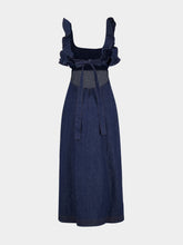Zimmermann Ink Blue Aster Denim Frill Midi Dress