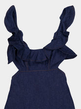 Zimmermann Ink Blue Aster Denim Frill Midi Dress