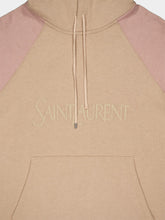 Saint Laurent Beige Logo Detailed Drawstring Hoodie