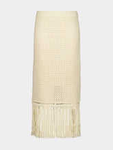 Zimmermann Cream Indra Crochet Fringe Midi Skirt