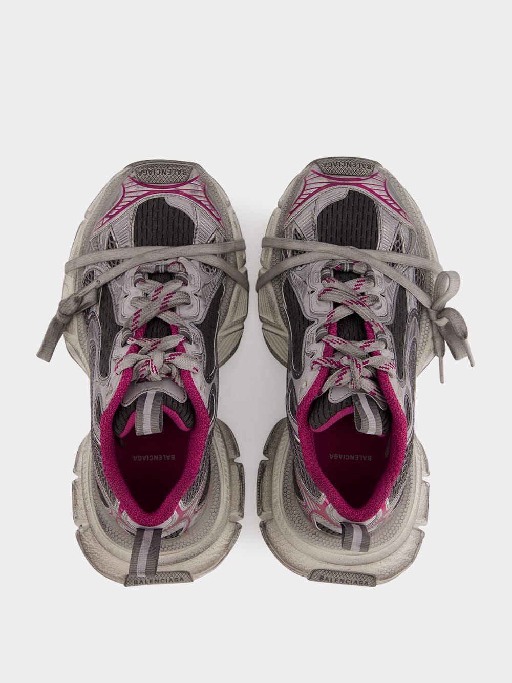 Grey & Pink 3XL Multicolor Mesh Sneakers