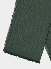 Saint Laurent Dark Green Logo Jacquard Wool Silk Scarf