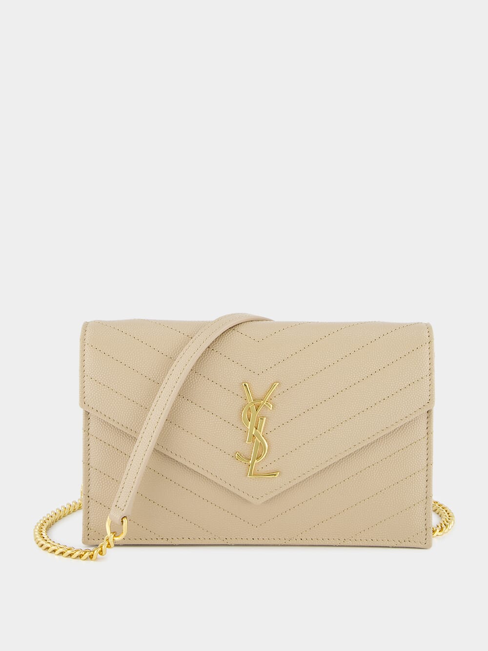 Dark Beige Cassandre Envelope Chain Wallet