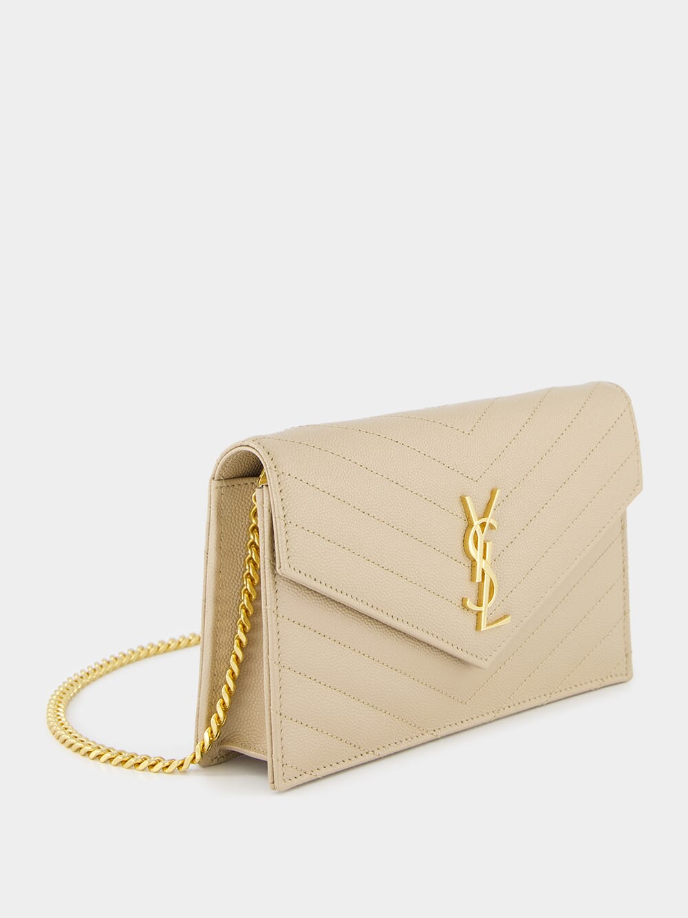 Dark Beige Cassandre Envelope Chain Wallet