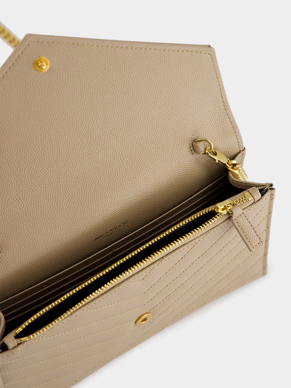 Dark Beige Cassandre Envelope Chain Wallet