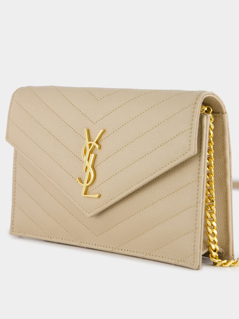 Dark Beige Cassandre Envelope Chain Wallet