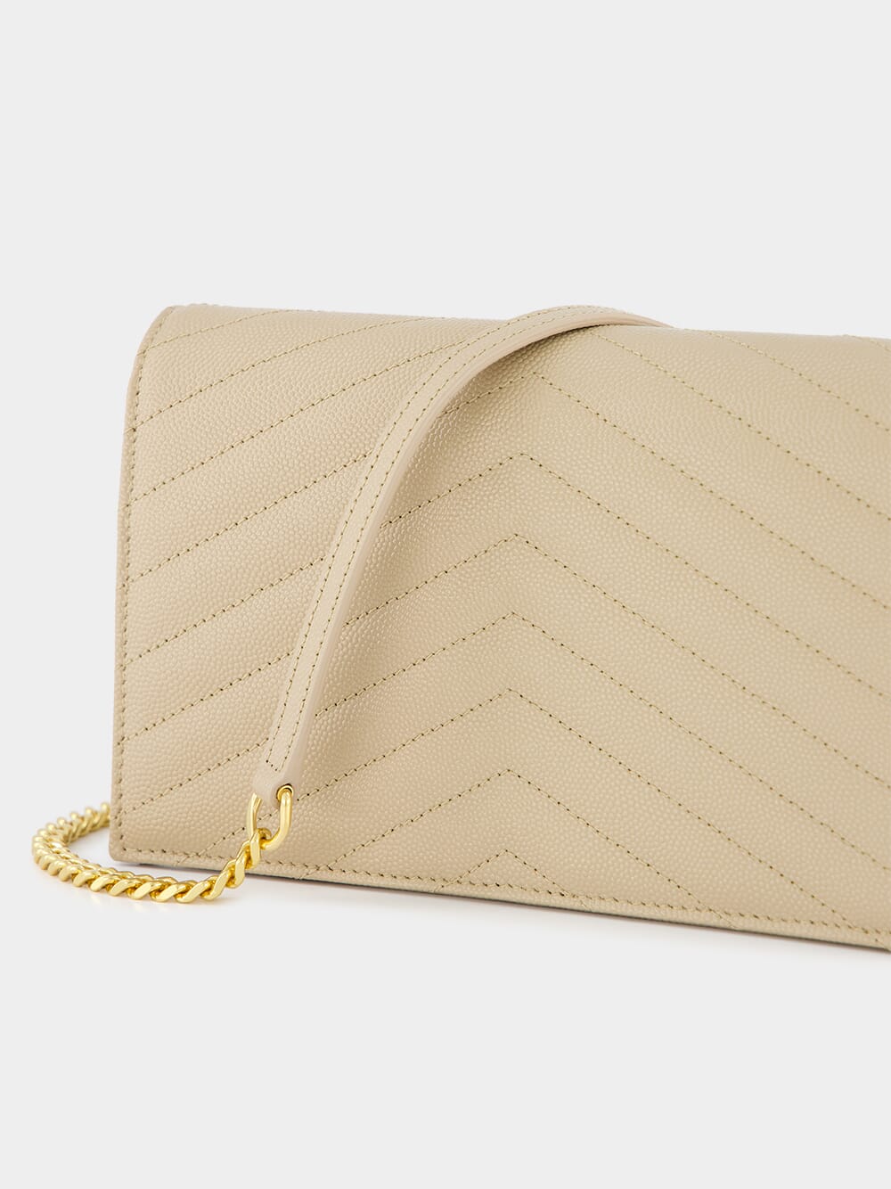 Dark Beige Cassandre Envelope Chain Wallet