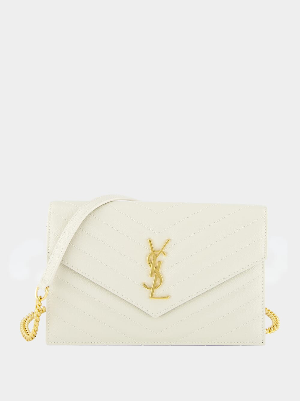 Cream Cassandre Envelope Chain Wallet