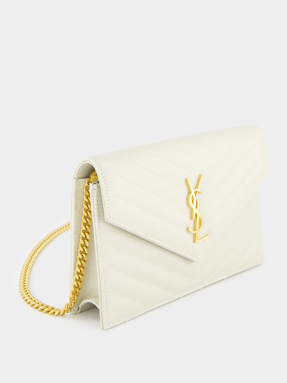 Cream Cassandre Envelope Chain Wallet