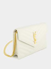 Saint Laurent Cream Cassandre Envelope Chain Wallet