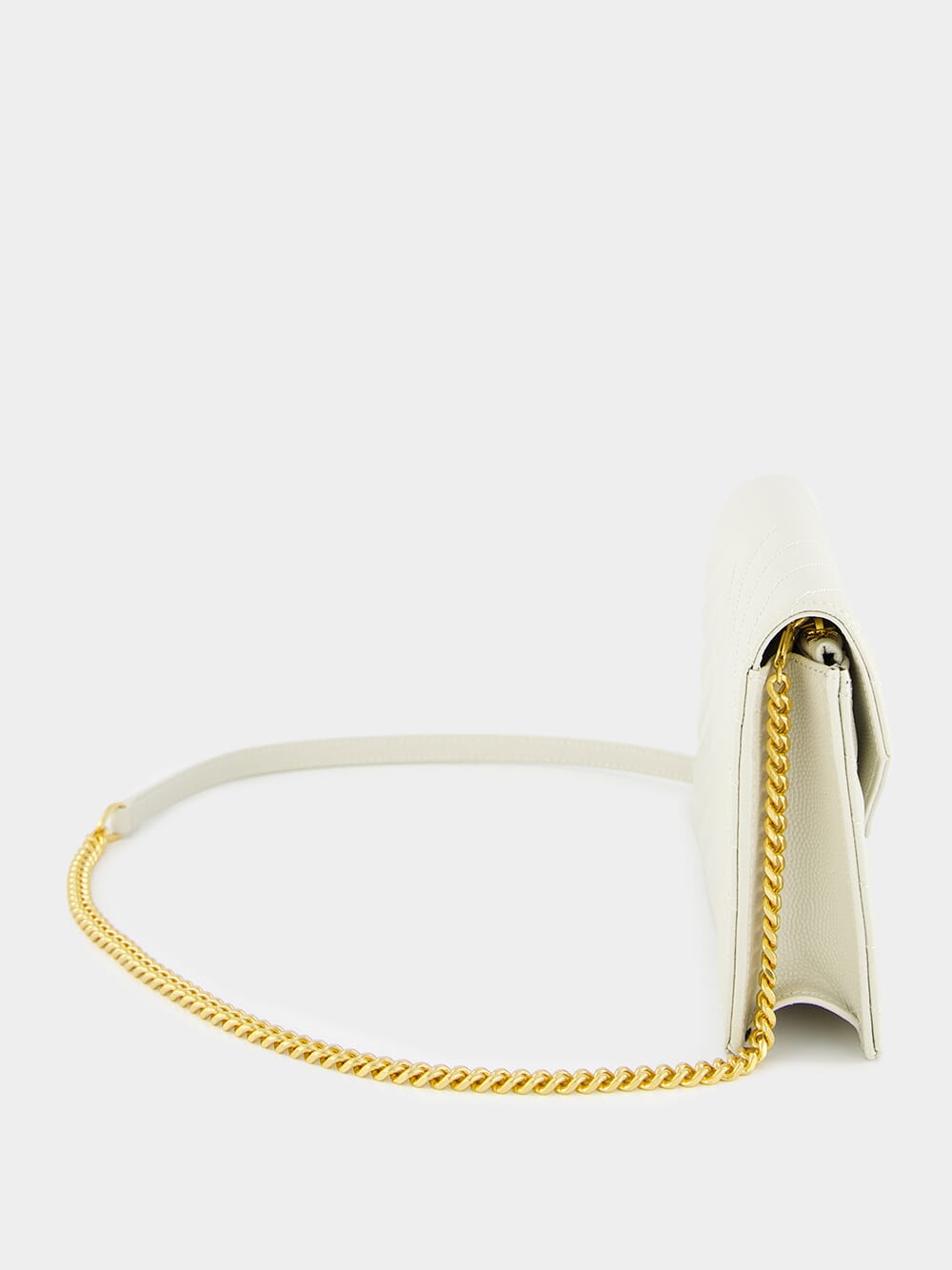 Cream Cassandre Envelope Chain Wallet