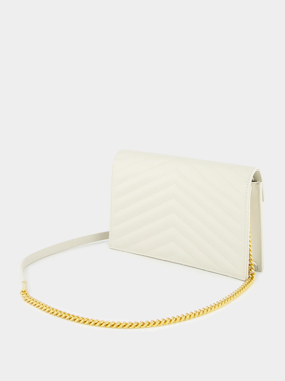 Cream Cassandre Envelope Chain Wallet