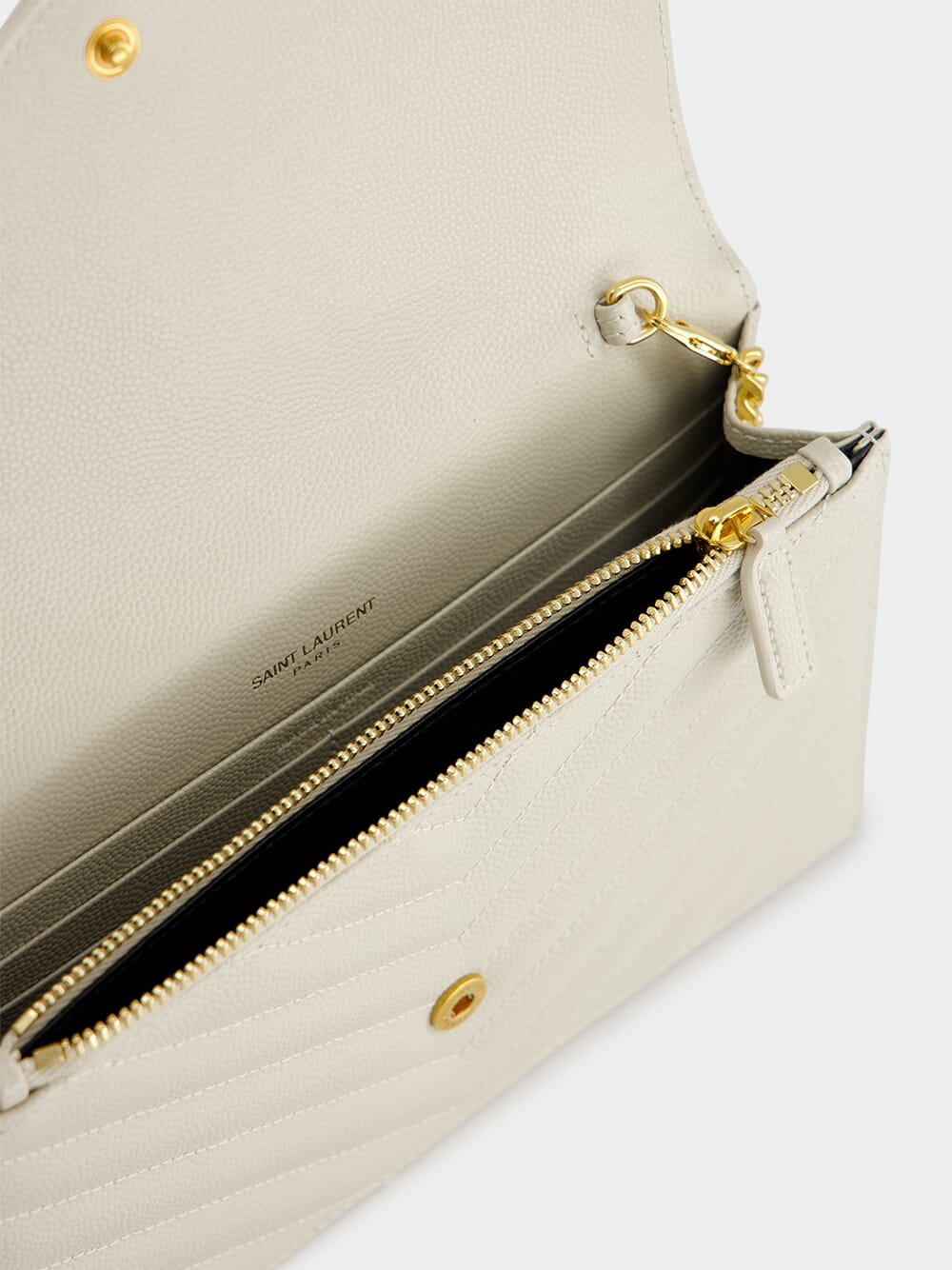 Cream Cassandre Envelope Chain Wallet