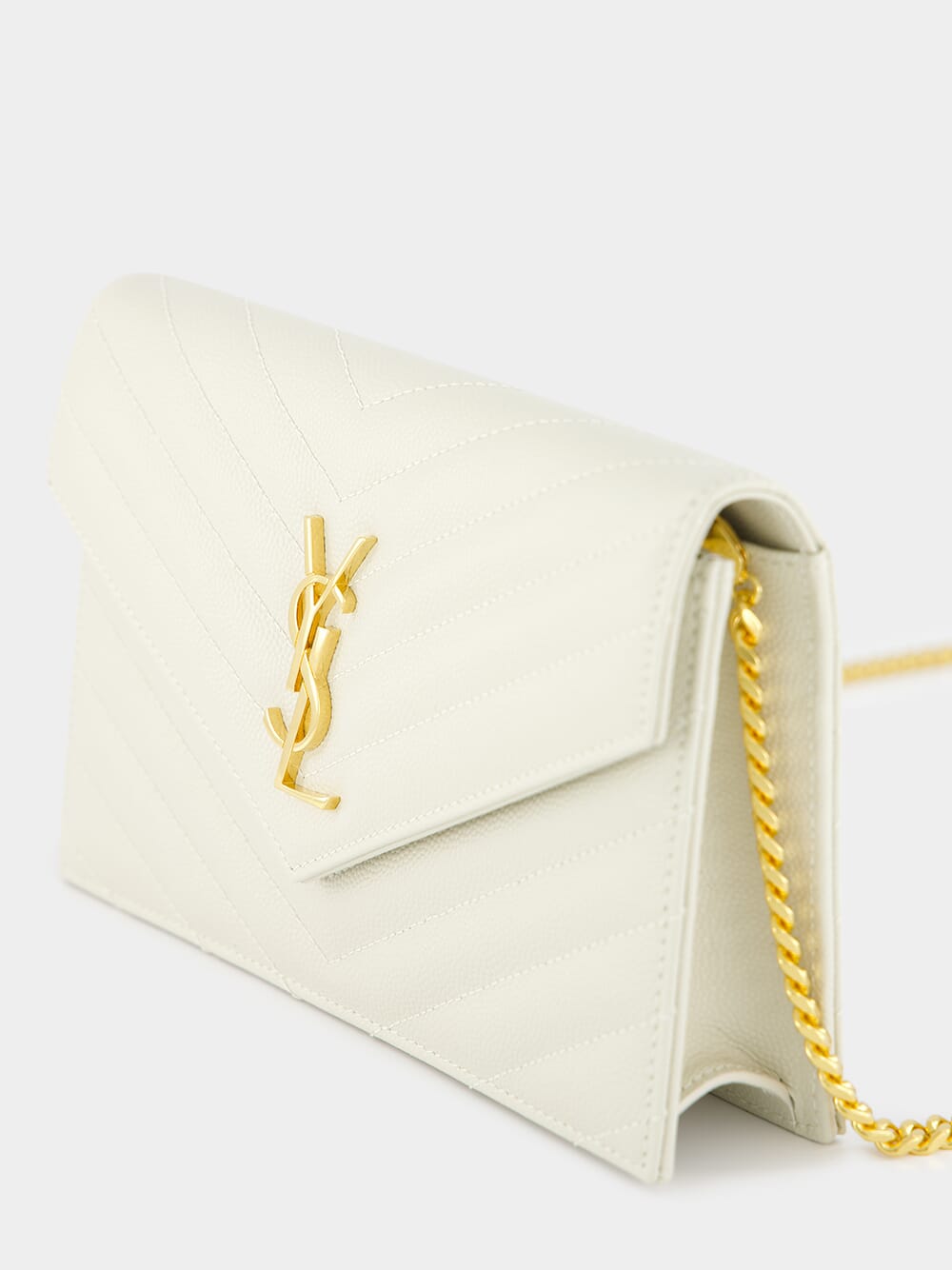 Cream Cassandre Envelope Chain Wallet