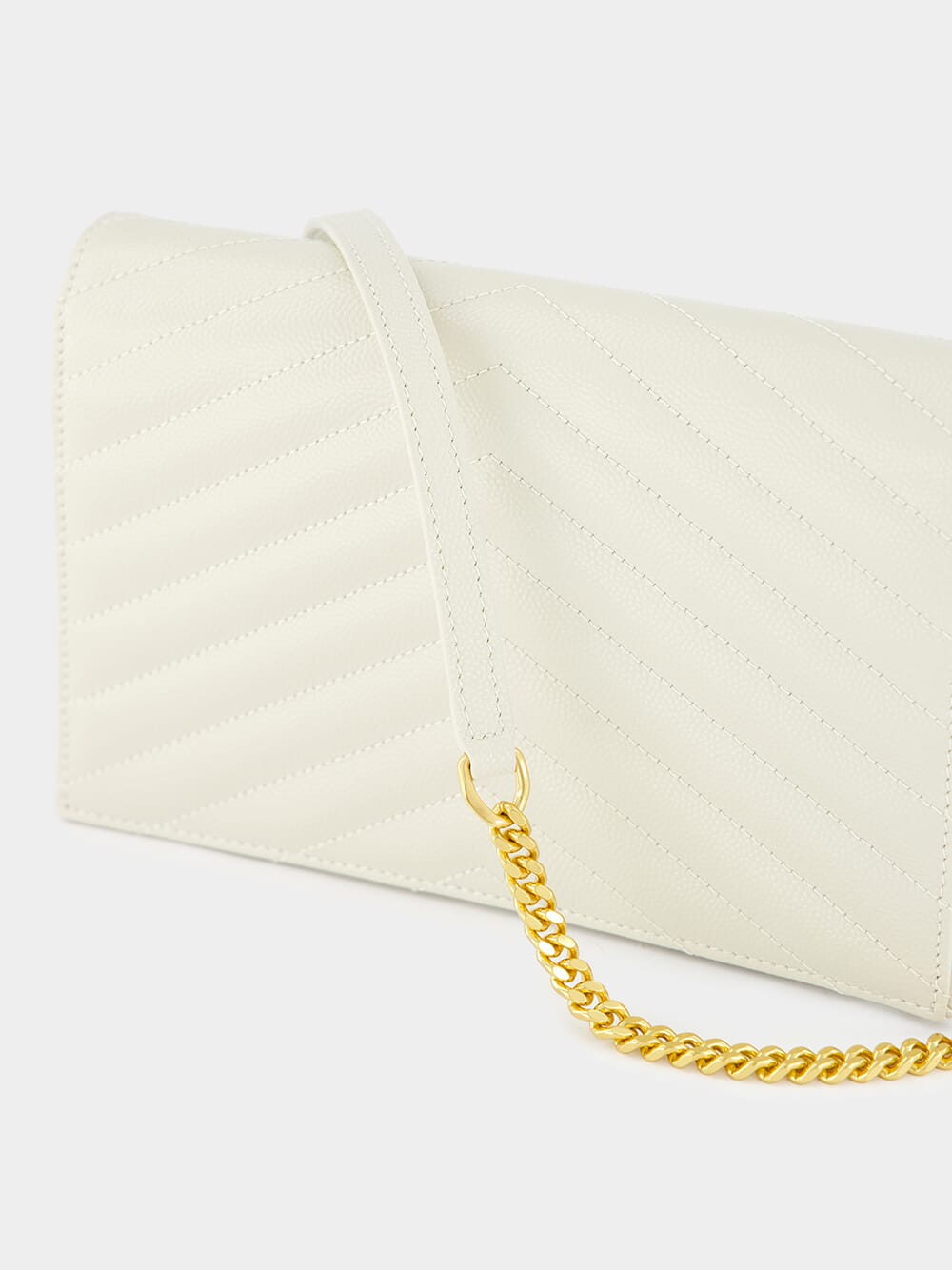 Cream Cassandre Envelope Chain Wallet