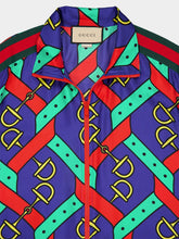 Gucci Horsebit Strap-Print Silk Jacket