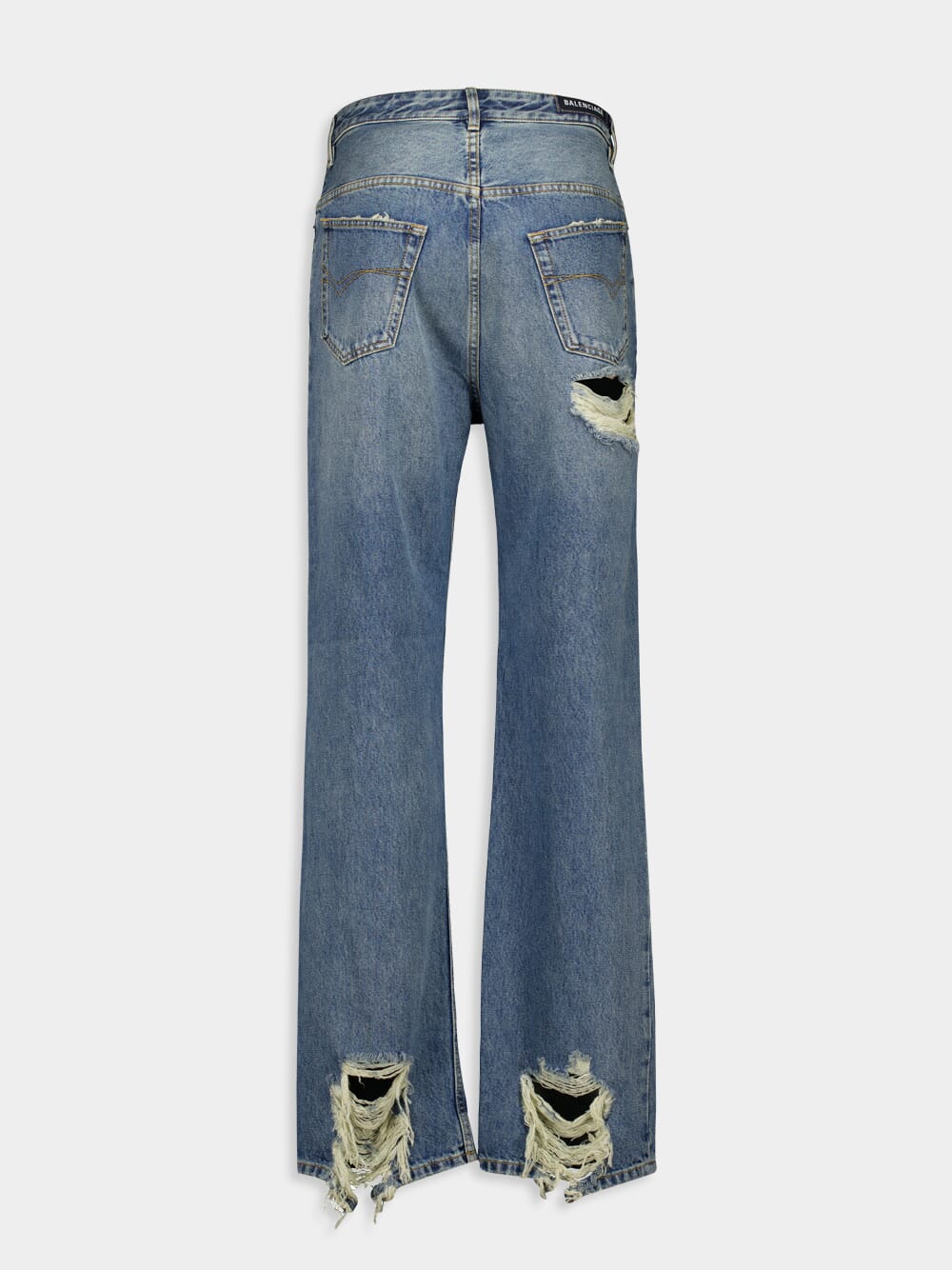 Ripped Light Indigo Straight Jeans