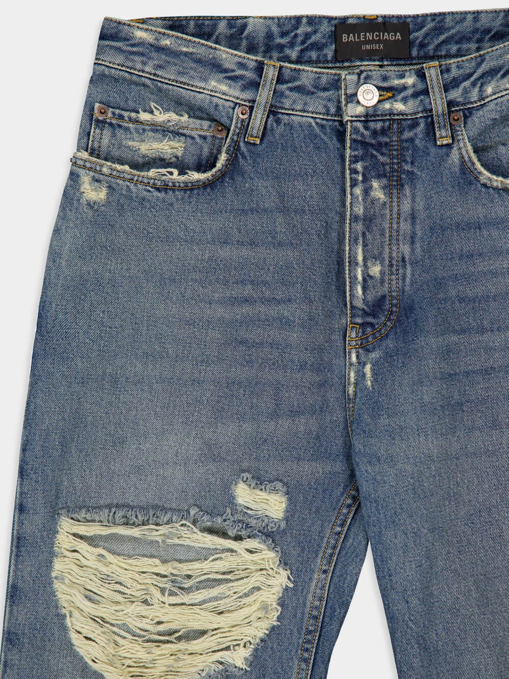 Ripped Light Indigo Straight Jeans