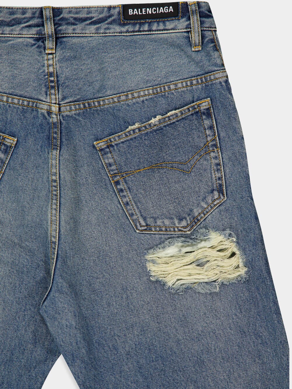 Ripped Light Indigo Straight Jeans