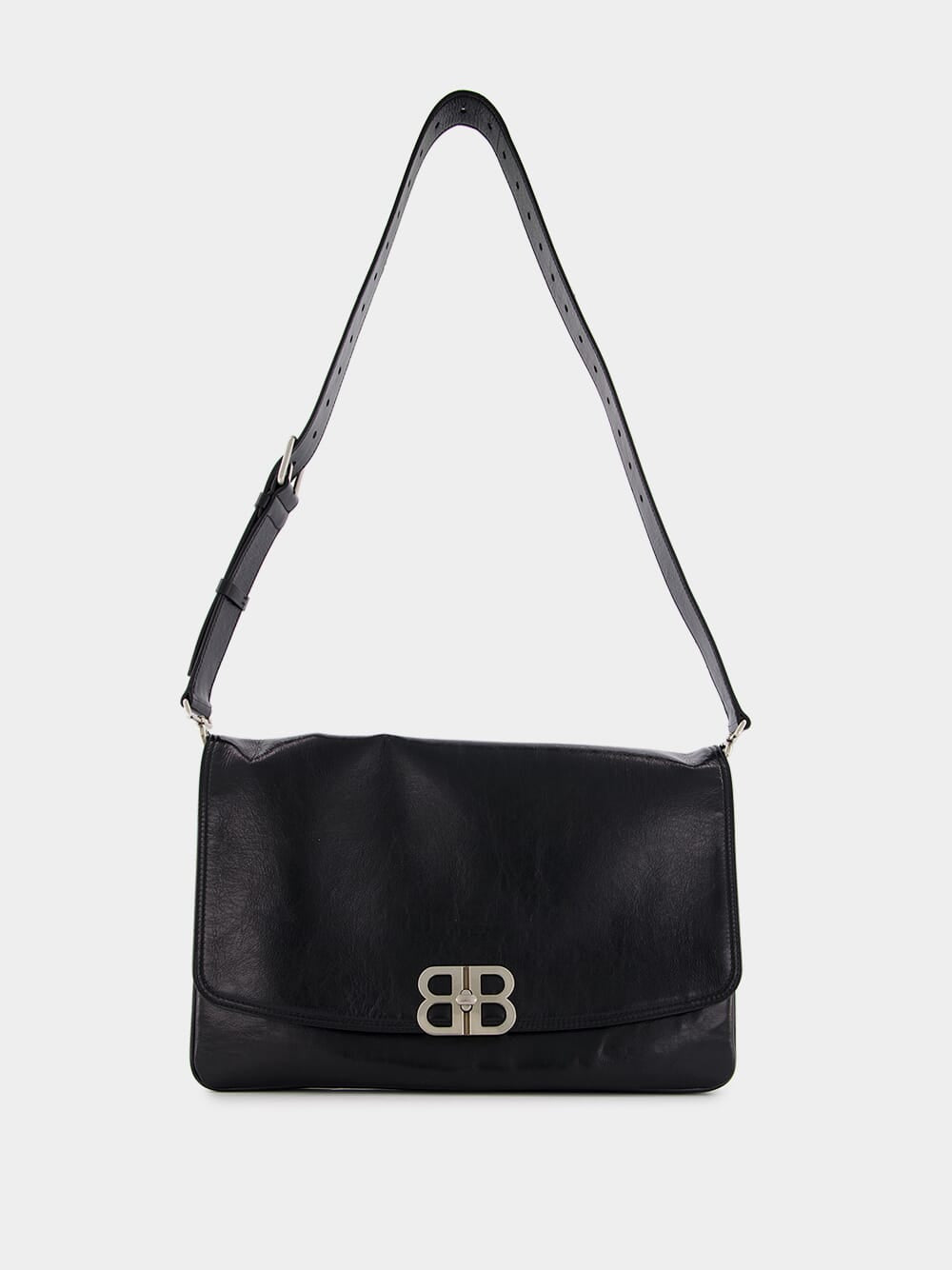 Black BB Soft Large Flap Bag