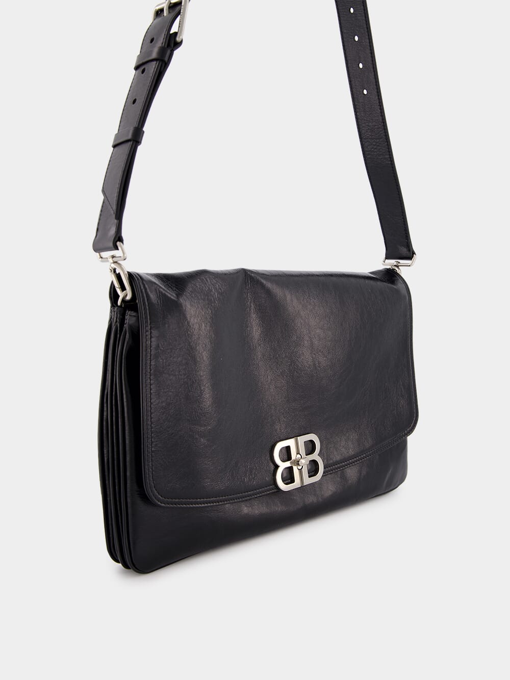 Black BB Soft Large Flap Bag