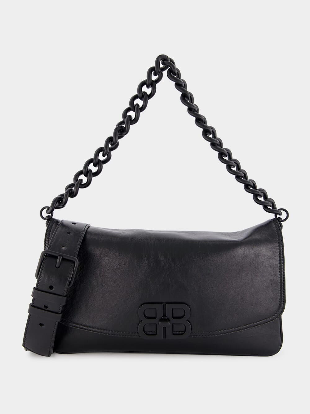 Black BB Soft Medium Flap Bag