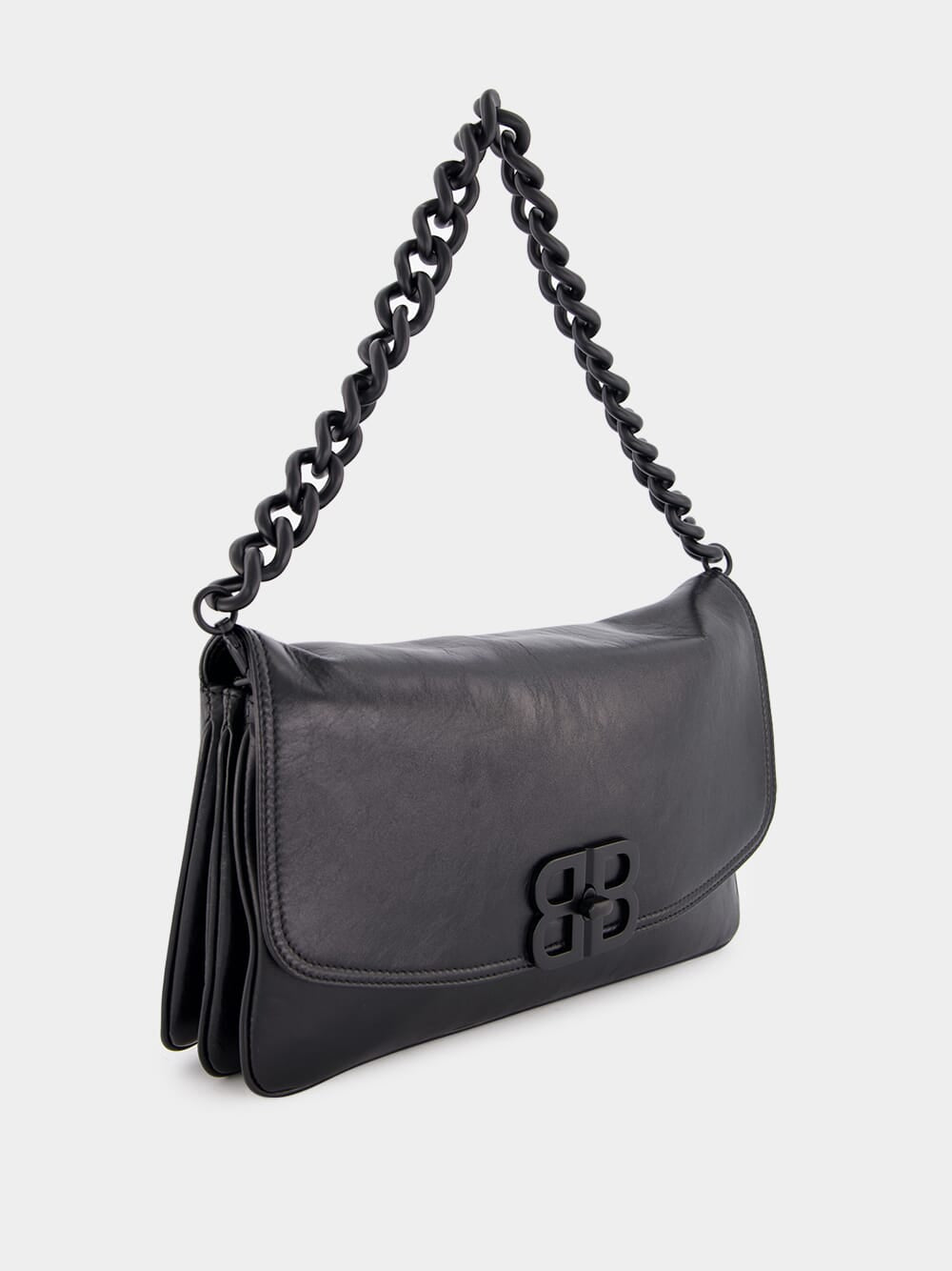 Black BB Soft Medium Flap Bag