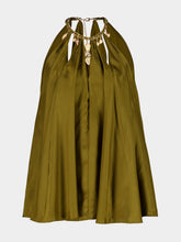 Zimmermann Olive Silk Sleeveless Halterneck Blouse