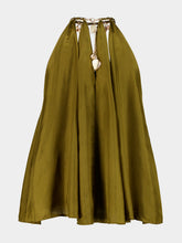 Zimmermann Olive Silk Sleeveless Halterneck Blouse