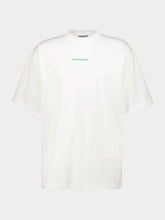 Balenciaga White and Apple Green Back Logo T-Shirt