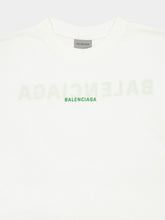 Balenciaga White and Apple Green Back Logo T-Shirt