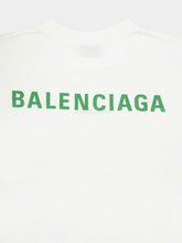 Balenciaga White and Apple Green Back Logo T-Shirt