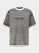 Balenciaga Melange Grey Cotton Logo T-Shirt