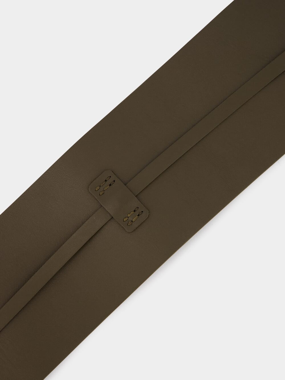 Khaki Leather Wide Belt