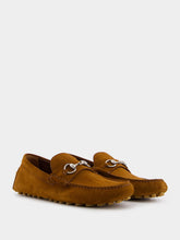 Gucci Cuir Brown Suede Horsebit Moccasins