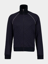 Gucci Navy Blue GG Nylon and Jersey Zip Jacket