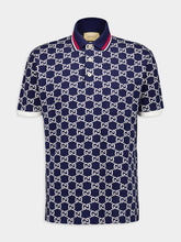 Gucci Navy GG Cotton Jersey Jacquard Polo Shirt