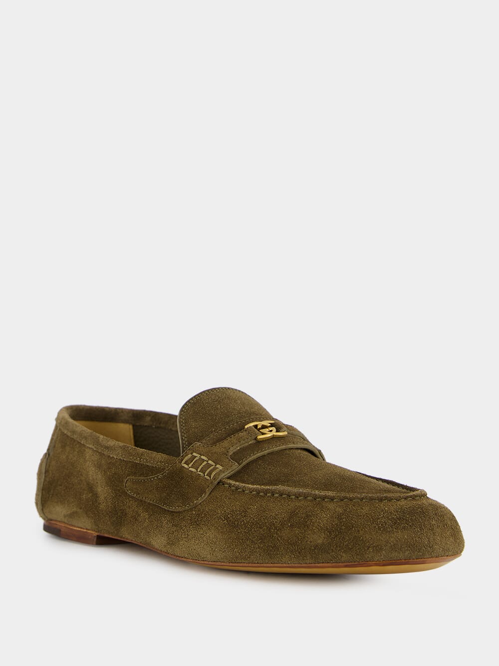 Interlocking G Green Suede Loafers