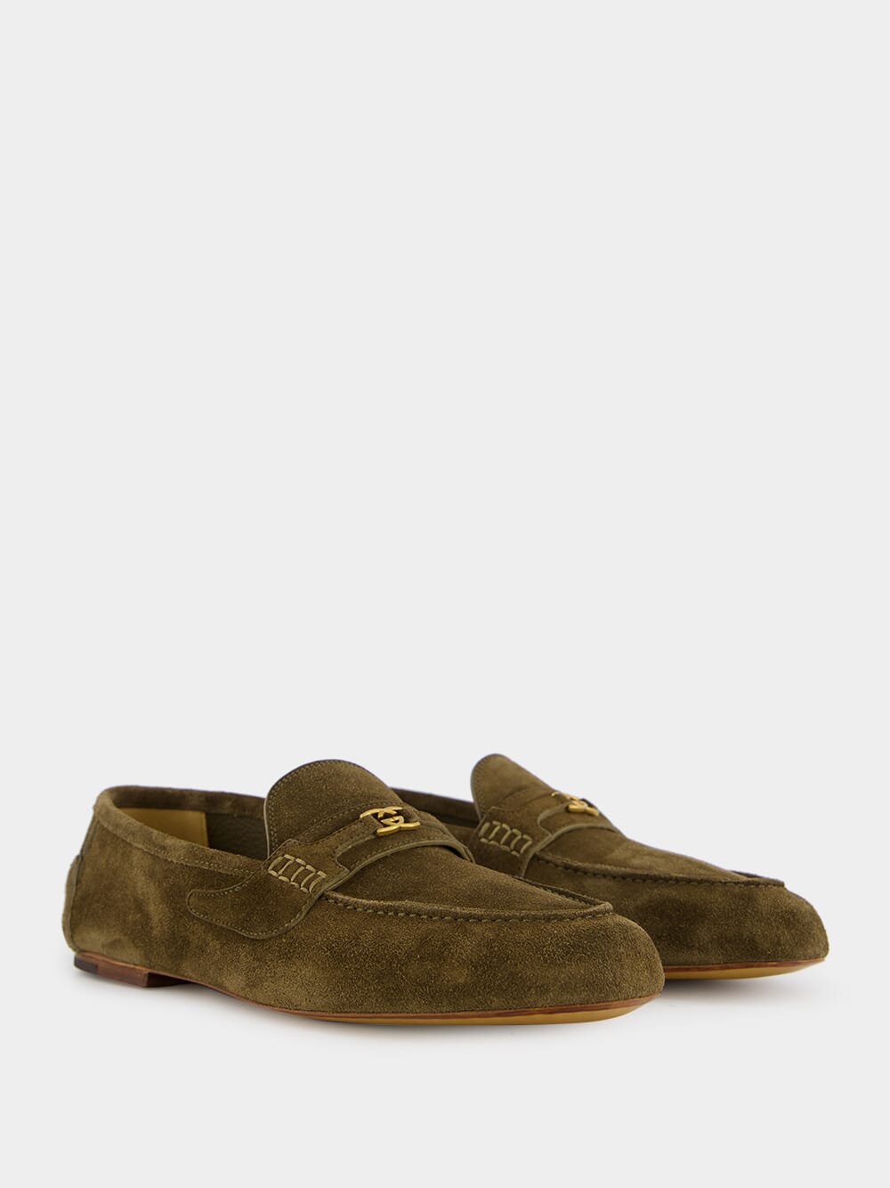 Interlocking G Green Suede Loafers