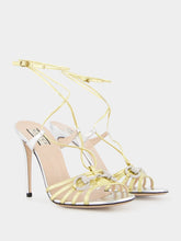 Gucci Metallic Silver and Gold Crystal 105mm Sandals