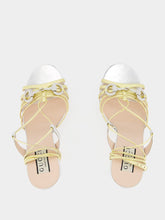 Gucci Metallic Silver and Gold Crystal 105mm Sandals