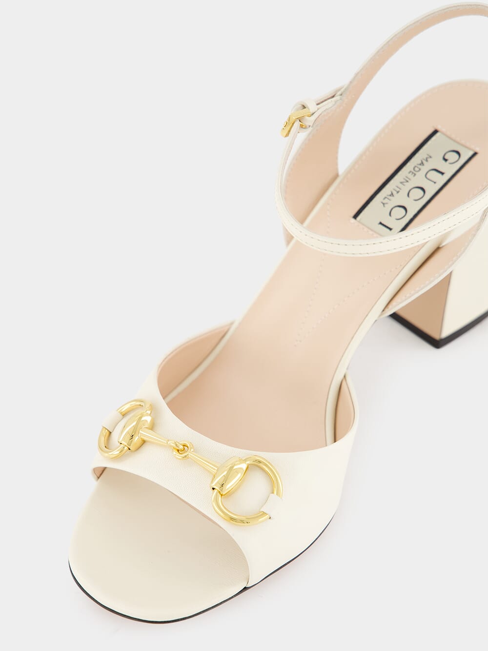 Gucci White Leather Mid Heel Sandals Fashion Clinic